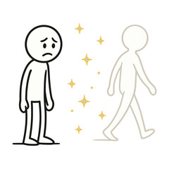 Losing Someone (But Memories Shining Like Stars) Stickman Figures Vector Design