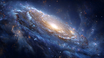 Majestic cosmic scene of a luminous spiral galaxy in deep space
