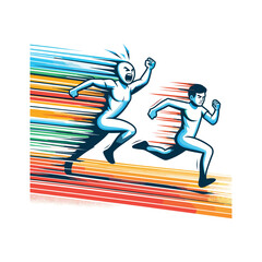 Overtaking The Past &ndash; Confident Stickman Figures Vector Design