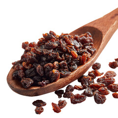 Png of wooden spoon full of chopped dates isolated on transparent background, a sweet and chewy dried fruit