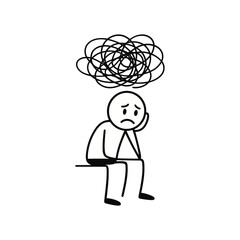 Overthinking Shown As Tangled Scribbles Stickman Figures Vector Design