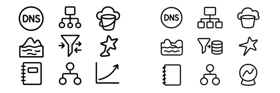 Cloud computing, data organization, network services, and business analytics concepts