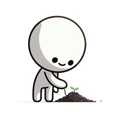 Planting Hope &ndash; Beginning Stickman Figures Vector Design