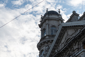 Exploring the architecture of Saint Petersburg under a cloudy sky