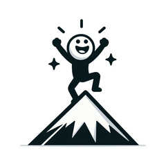 Reaching The Summit &ndash; Excitement Stickman Figures Vector Design