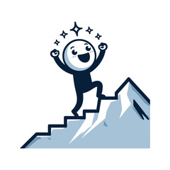 Reaching The Summit &ndash; Excitement Stickman Figures Vector Design