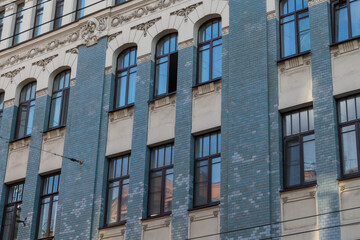 Exploring the architecture of Saint Petersburg with historic blue bricks