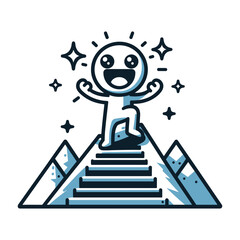 Reaching The Summit &ndash; Excitement Stickman Figures Vector Design