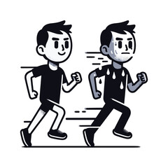 Side-by-side Challenge – Intense Focus Stickman Figures Vector Design