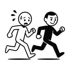 Side-by-side Challenge – Intense Focus Stickman Figures Vector Design