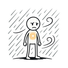 Stickman in Rain Sadly Stickman Figures Vector Design