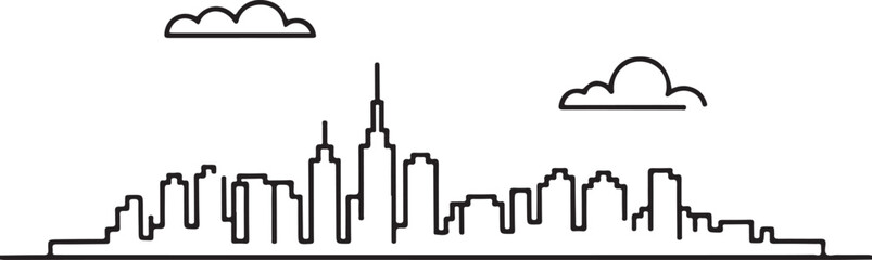 Continuous Line Art Skyline as Minimal Pixel Block Structure in Simple Contour Outline Style