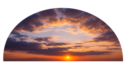 Dramatic Sunset Sky with Fiery Sun and Clouds.