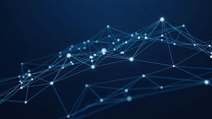 Abstract Network Connections and Data Flow Visualization on Dark Blue Background photo stock