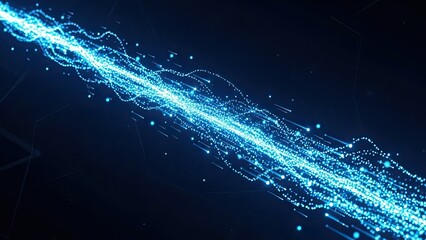 Glowing Blue Digital Particle Stream with Wavy Motion abstract