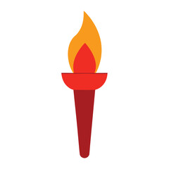 Torch icon classic hand fire full color flat vector minimalist design