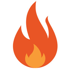 Fire flame icon vector isolated on white background minimalist design