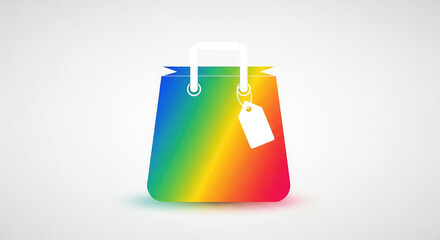 Colorful shopping bag with a blank tag isolated on white background for retail