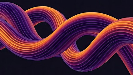 Intertwined Abstract Ribbon Sculpture with Purple and Orange Gradient twisted
