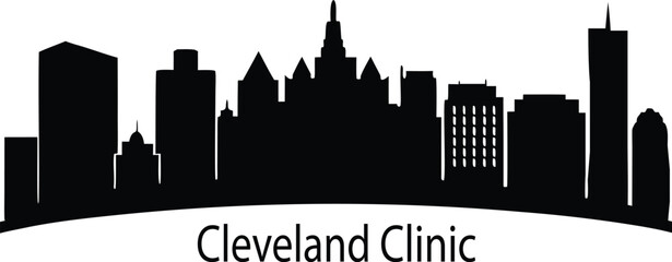cleveland clinic skyline vector illustration