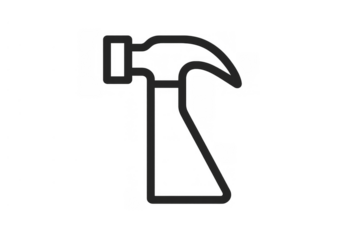 Hammer tool outline icon illustrating construction, repair, and building work, transparent background