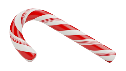 Glossy red and white striped candy cane perfect for holiday celebrations and sweet treats