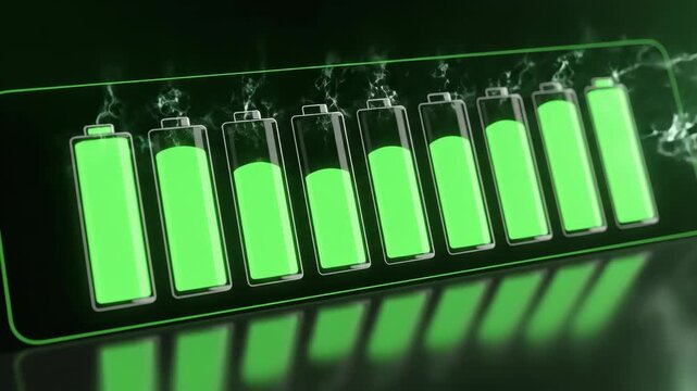 Animated Green Battery Charging Indicator with Progress Bar