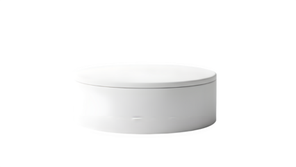 White round container isolated on transparent background.