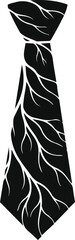 Black tie with white branching vein pattern isolated on white background necktie formal wear