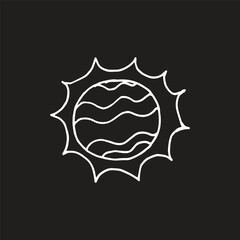 Planet doodle illustration on black background