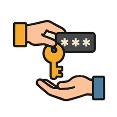 "Digital Inheritance" icon - Digital keys (passwords) are passed from one generation to another.