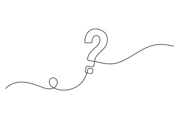 Continuous one line art question mark modern simple minimal outline vector illustration