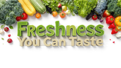Fresh Vegetables and Fruits with Freshness Message