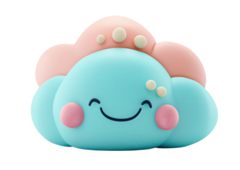 Cute 3D cartoon cloud character with smile isolated for weather and kids apps.