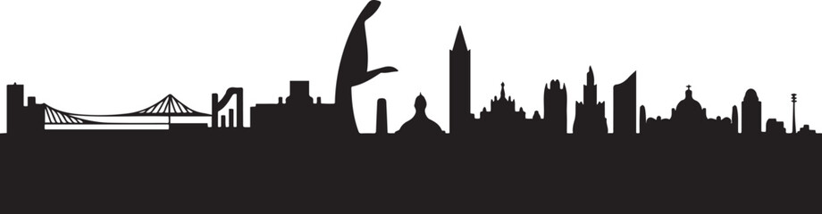 Obraz premium Ciudad Juarez skyline with Mexico city. design Vector black silhouette