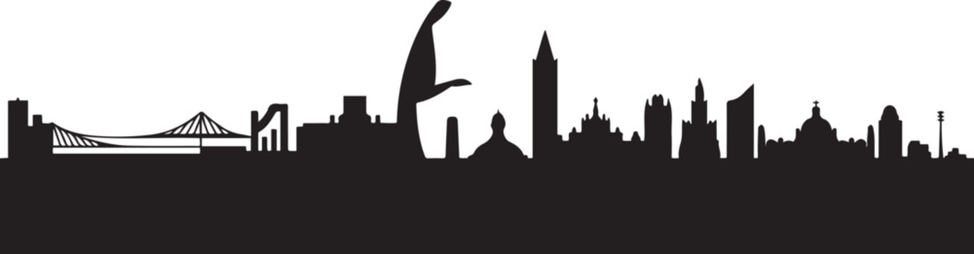 Ciudad Juarez skyline with Mexico city. design Vector black silhouette