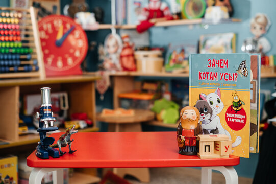 Orenburg, Russia - 10.31.2024: toys on a table in a kindergarten