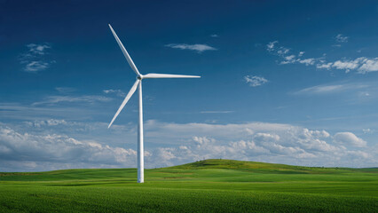 Obraz premium Wind Turbine on Green Field