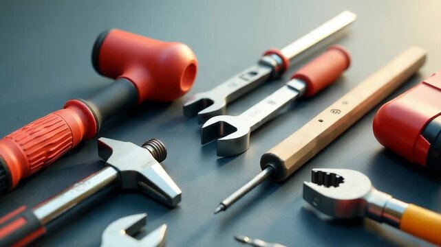 Video Various tools and equipment arranged on a table