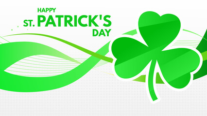 Happy St. Patrick's Day banner with green shamrock