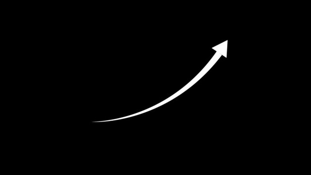 Growing business arrow on black. Profit arow .Business concept, growing chart. Concept of sales symbol icon with arrow moving up. Economic Arrow With Growing Trend,4k video