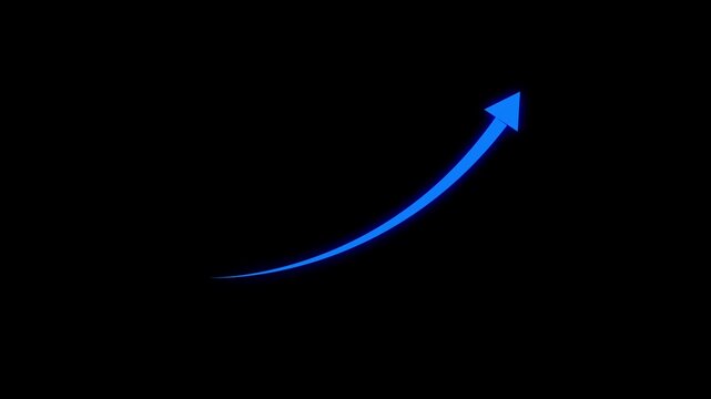 Growing business arrow on black. Profit arow .Business concept, growing chart. Concept of sales symbol icon with arrow moving up. Economic Arrow With Growing Trend,4k video