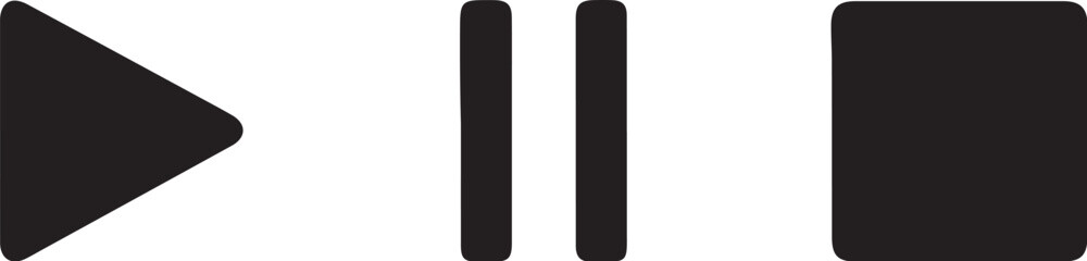 Black play pause and stop on white background simple on transparent background play pause stop media controls