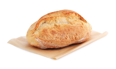 Delicious fresh bread loaf isolated on white