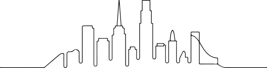 Continuous Line Skyline Formed as a Digital Equalizer Minimal Artistic Illustration