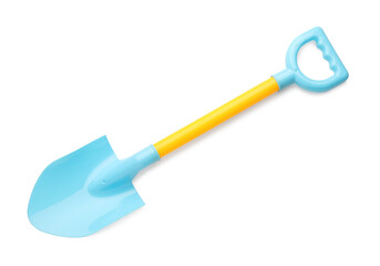 Plastic shovel isolated on white, top view. Children's beach toy