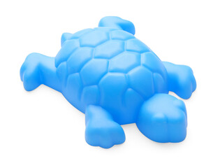 Plastic turtle shaped mold isolated on white. Children's beach toy