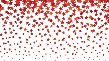 Abstract Falling Red and Orange Glitter Stars on a Gradient White Background - Festive Starburst Design.