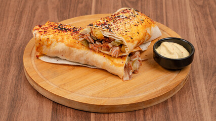 Sliced lavash doner kebab isolated