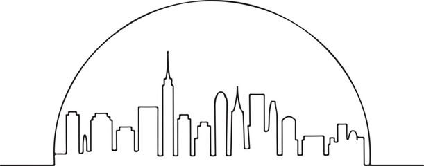 Obraz premium Continuous Line Skyline Sliced by a Gentle Horizon Arc Minimal Artistic Illustration